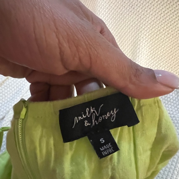 Lime green off the shoulders mini dress, size small - Picture 10 of 12